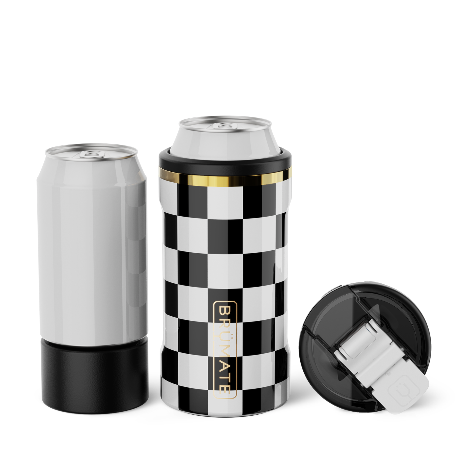 Hopsulator Trio V2 | Black & White Checker | 12/16oz Standard Cans