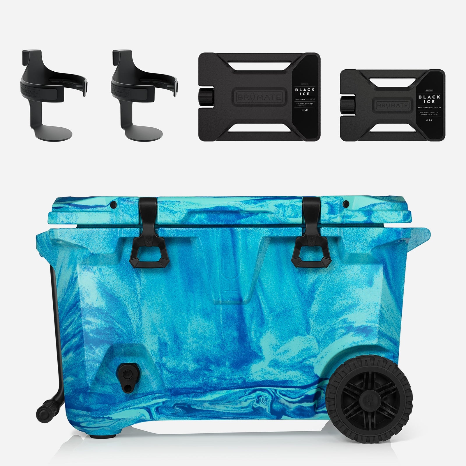 Br Tank 55-Quart Double Drink Holder Cooler Bundle | Ocean Swirl